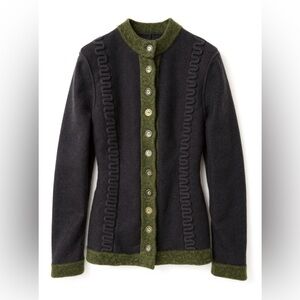 🌲✨ Alaïa 1994‎ Oversized Wool Cardigan Sweater XS Green Trim Vintage ✨🌲
